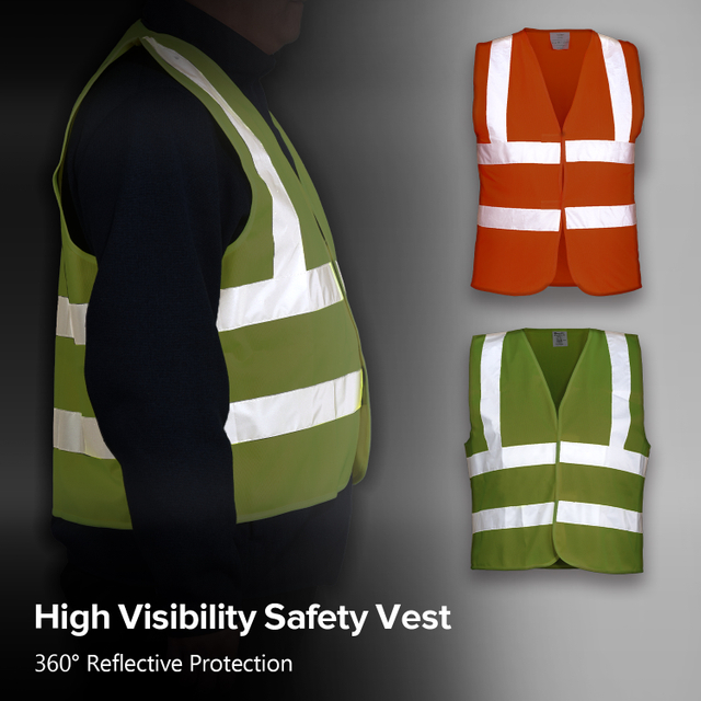 Hi-Vis Reflective Safety Vest Yellow & Orange | Lightweight Work Vest EN ISO
